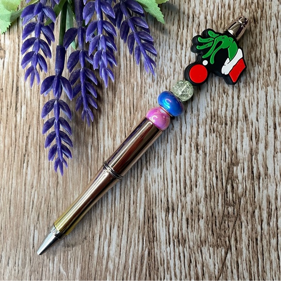 Handcrafted Christmas Pens Beaded Unique Artisan Gifts Office Accessories - Picture 6 of 9